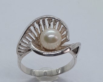 Bague perle, bague argent, bague argent perle, perle authentique, bague celtique, cadeau fête des mères, bagues perles, perle blanche, argent sterling 925