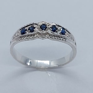 Anillo de zafiro delicado, plata de ley 925, talla 7 1/2