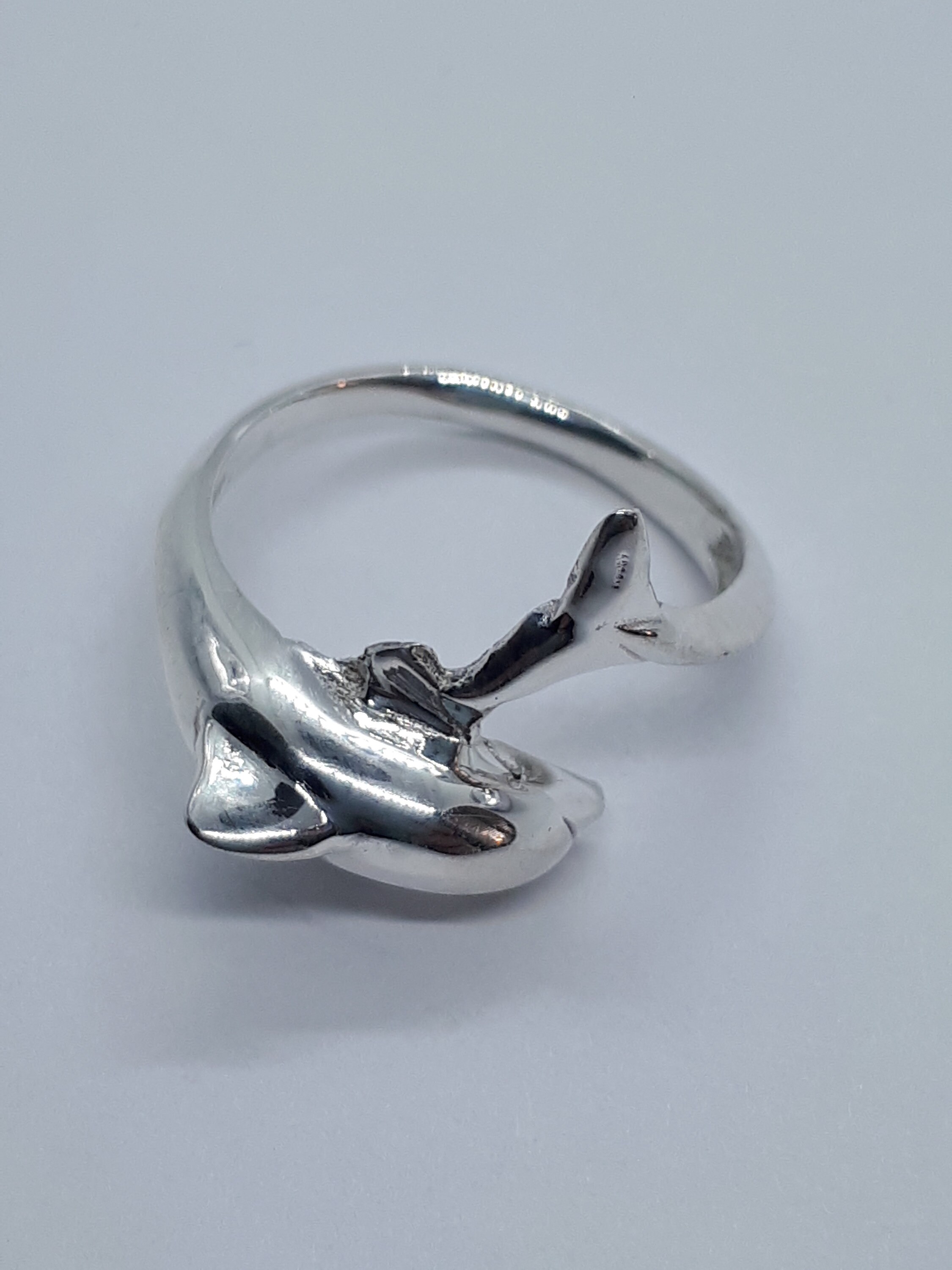 Adjustable Dolphin Tail Ring in 925 Sterling Silver with Zirconia Acce