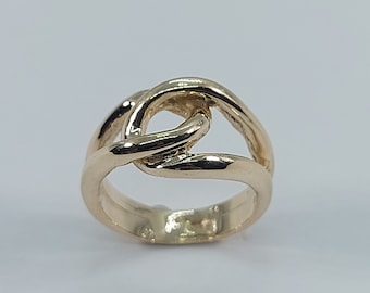 10K Yellow Gold Infinity Ring, Handmade Symbol of Eternity