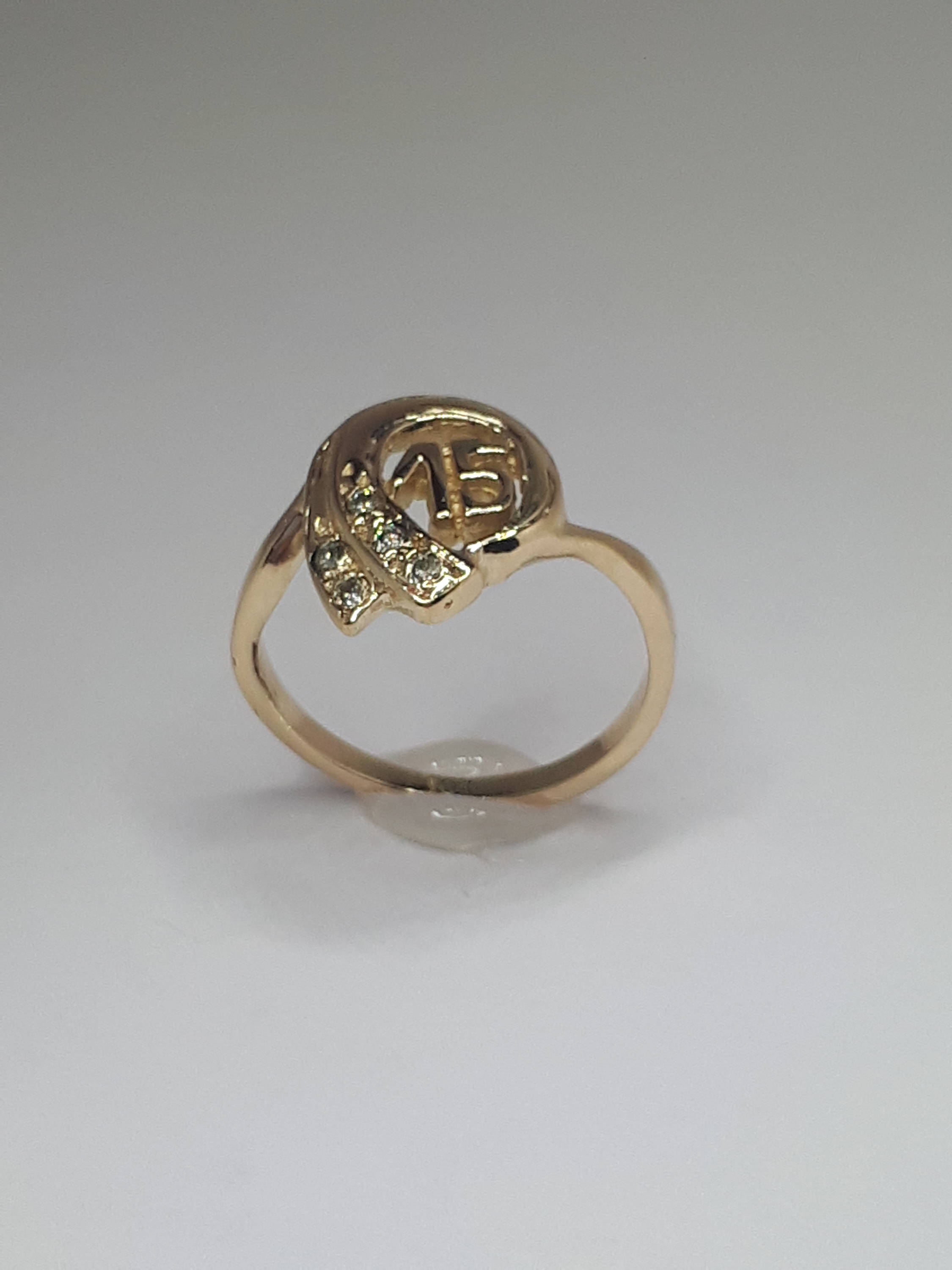 10K Yellow Gold Quinceanera Ring With Diamonds, 15th Birthday Gift 