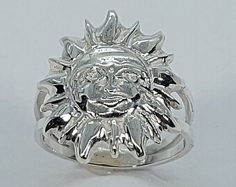 Wide Band Sterling Silver Sun Ring Wide Band Sterling Silver Sun Ring