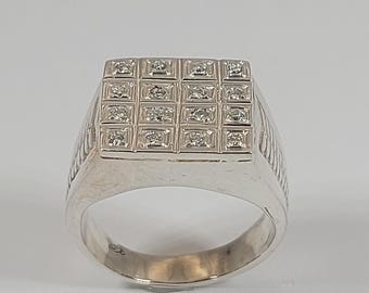 Moissanite Sterling Silver Signet Ring - Personalized Initials