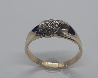 10K Gelbgold Diamant Ring, handgemachter Schmuck