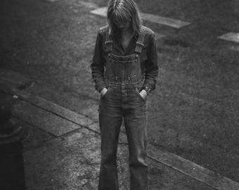 Celine by Hedi Slimane vintage stone washed denim overall dungaree with bootcut leg French workwear style made in Japan (XS)
