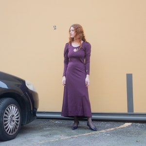 1970s Krizia Maglia Wool Maxi Dress: Embroidered Flower Boho Sleeves