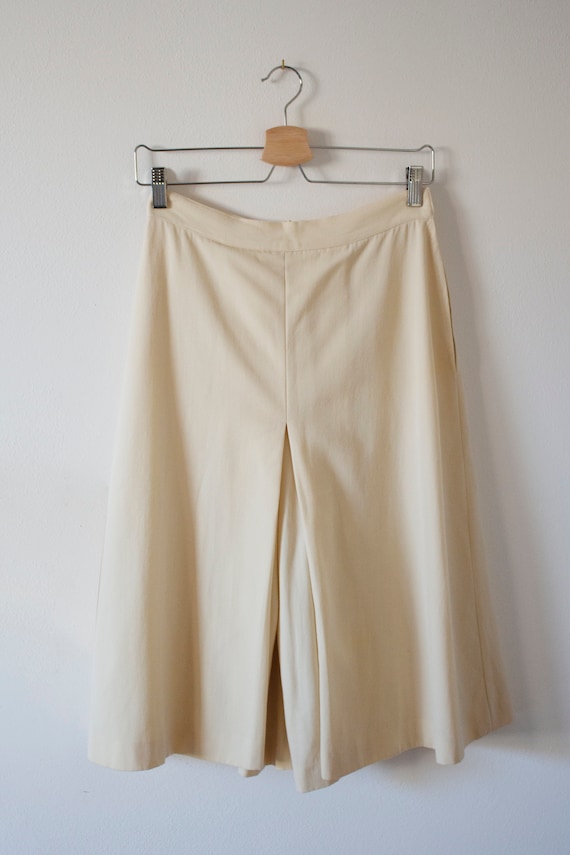 70's wool cream divided riding skirt with pleats g