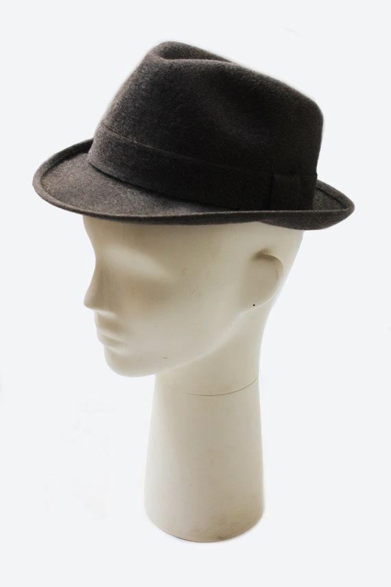 Borsalino 1970's unisex grey wool fedora hat