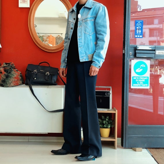 1970's men's blue flared trousers