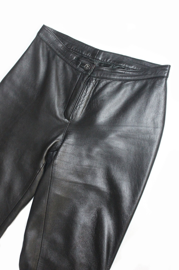 1970's men's black leather flare trousers (IT46)