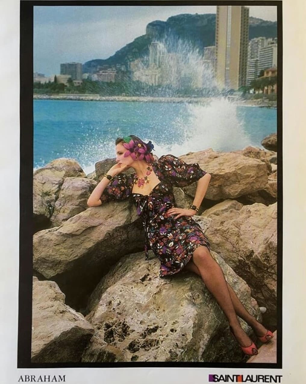 Saint Laurent Rive Gauche Spring/summer 1983 Red Silk Floral