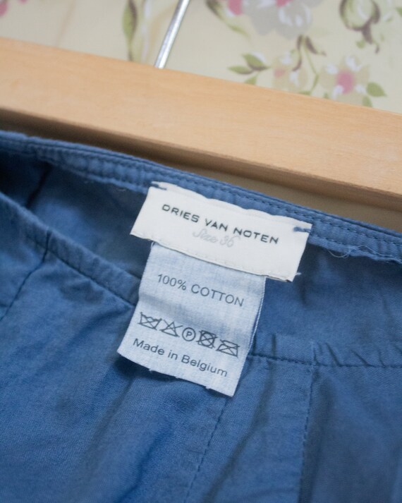 〜00's Made In Belgium DRIES VAN KNOTTEN Dries Van Noten Early Y2K Blue Cotton Two Piece With Crossed