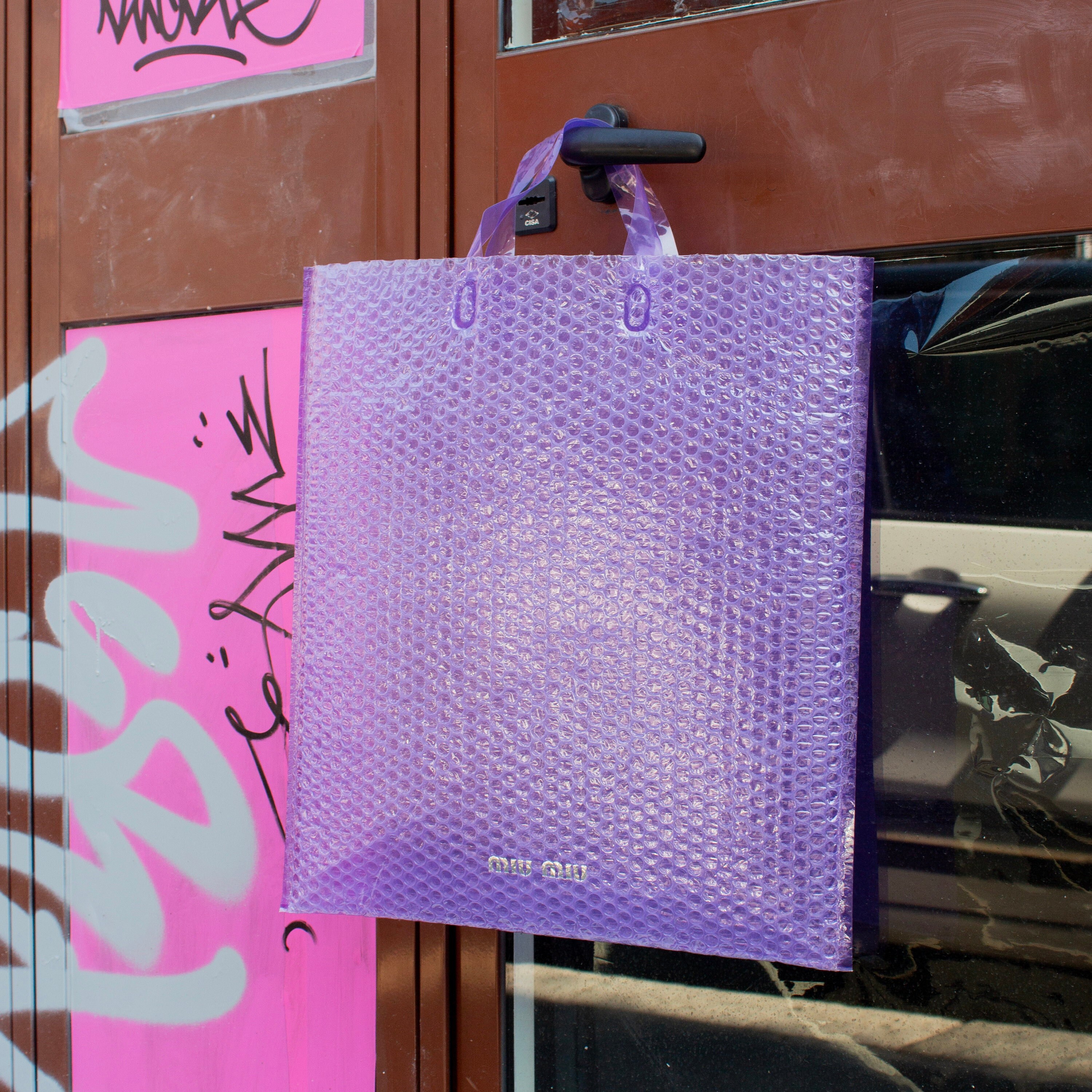 Miu Miu 90's Rare Purple Plastic Bubble Wrap Transparent 
