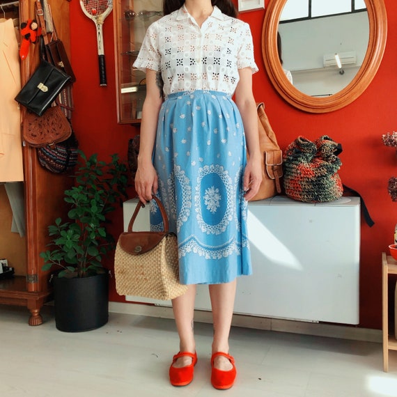 1950's novelty print cotton wrap skirt
