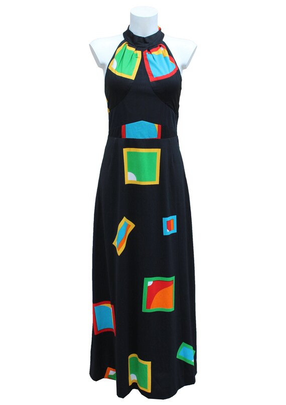 Vintage 1970's geometric printed maxi dress