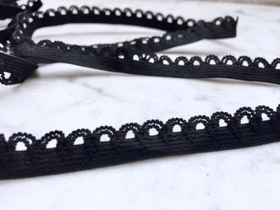 5m of 10mm BLACK Elastic Scalop Picot Edge Lingerie Underwear Edging Lace Light