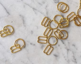 4 pieces – 12mm – of Gold plated bra rings & sliders – for bra and swimwear making