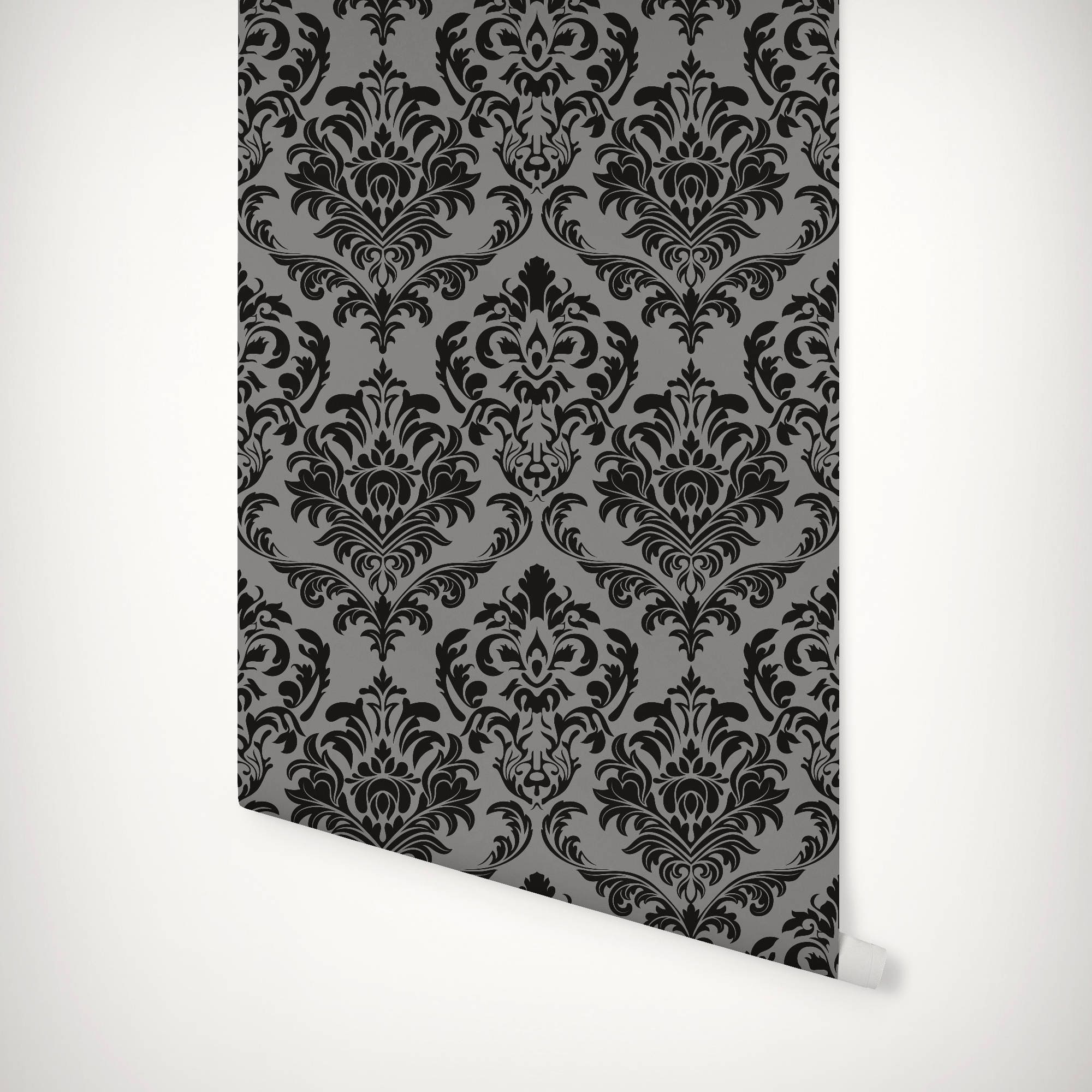 Dark Damask Removable Peel and Stick Wallpaper | Etsy