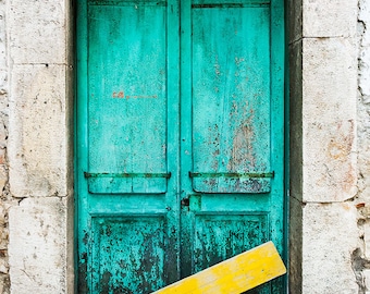 Photography, door, Italy, Canvas, Metal, green door, entrance, Abruzzo