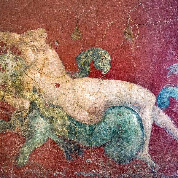 Photography, Roman, fresco, mural, Pompeii, Italy, canvas, metal