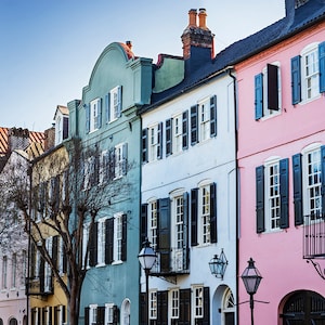 Charleston, Rainbow Row, Photography, South Carolina, America, art decor, wall art, canvas, metal