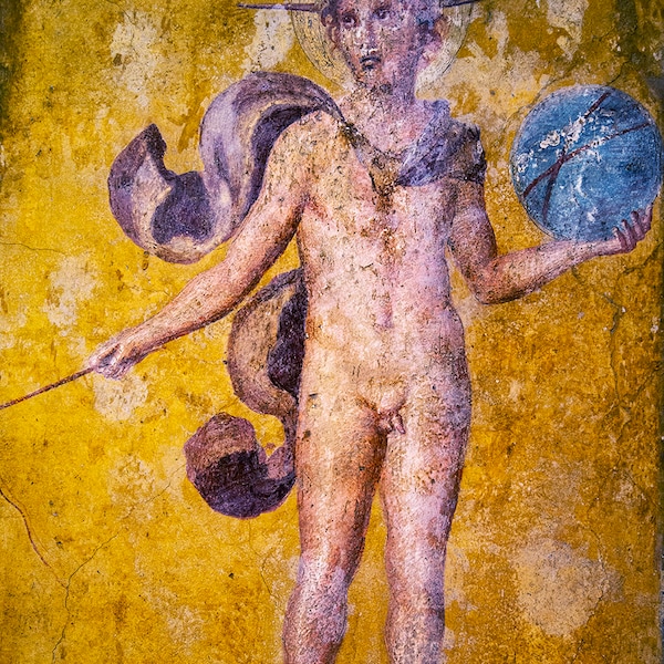 Photography, Roman, fresco, mural, Pompeii, Italy, canvas, metal