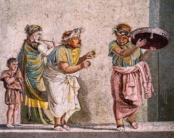 Photography, Roman, mosaic, mural, Pompeii, Italy, canvas, metal