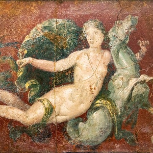 Photography, Roman, fresco, mural, Pompeii, Italy, canvas, metal