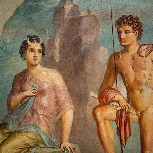 Photography, Roman, fresco, mural, Pompeii, Italy, canvas, metal