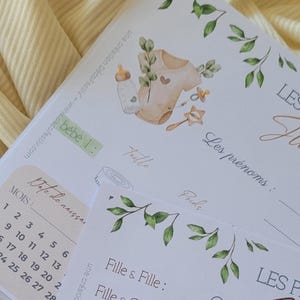 Lot de 6 Cartes de prédictions Jumeaux- Pronostics bébé - Jeu Baby Shower Gender Reveal imagem 9