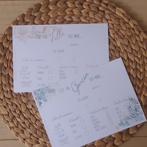 Lot de 6 Cartes de prédictions - cartes pronostics - arrivée de bébé - baby shower