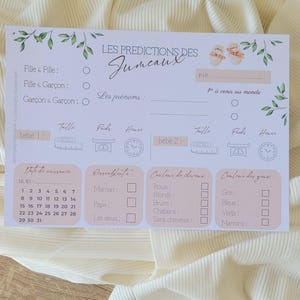 Lot de 6 Cartes de prédictions Jumeaux- Pronostics bébé - Jeu Baby Shower Gender Reveal imagem 1