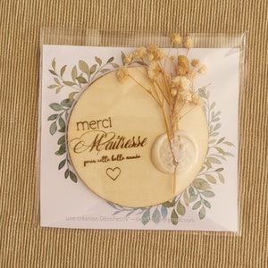 Magnet personnalisé en bois - Cadeau Maitresse - Merci Maîtresse
