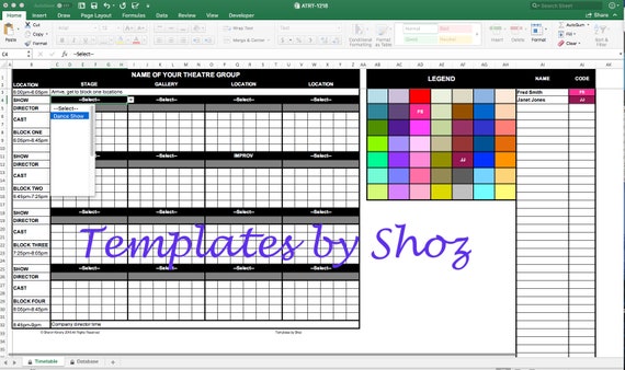 2019 amateur theatre rehearsal timetable editable excel xlsx file timetable in excel