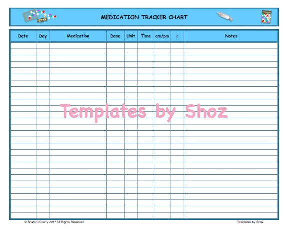 Medication Chart Printable