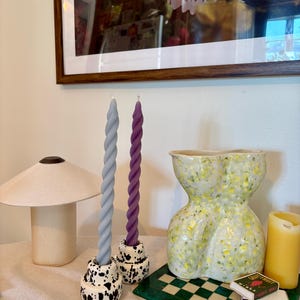 Handmade Ceramic Candlestick Holders Set | Spotted Candle Holders | Modern Decor