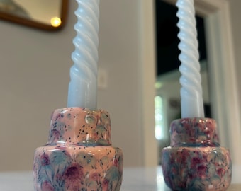 Handmade Ceramic Candlestick Holder | Spotted Candle Holders | Modern Decor