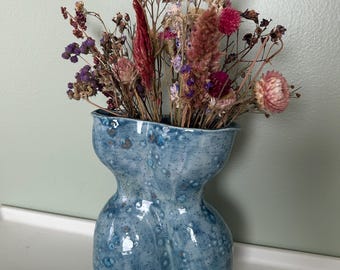 Handmade Ceramic Vase | Curvy Feminine Clay Pitcher | Colorful Speckled Glaze | Modern Home Decor