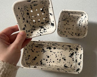 Ceramic Berry Basket | 3 Piece Stackable Ceramic Dish Set |  Handmade Pottery