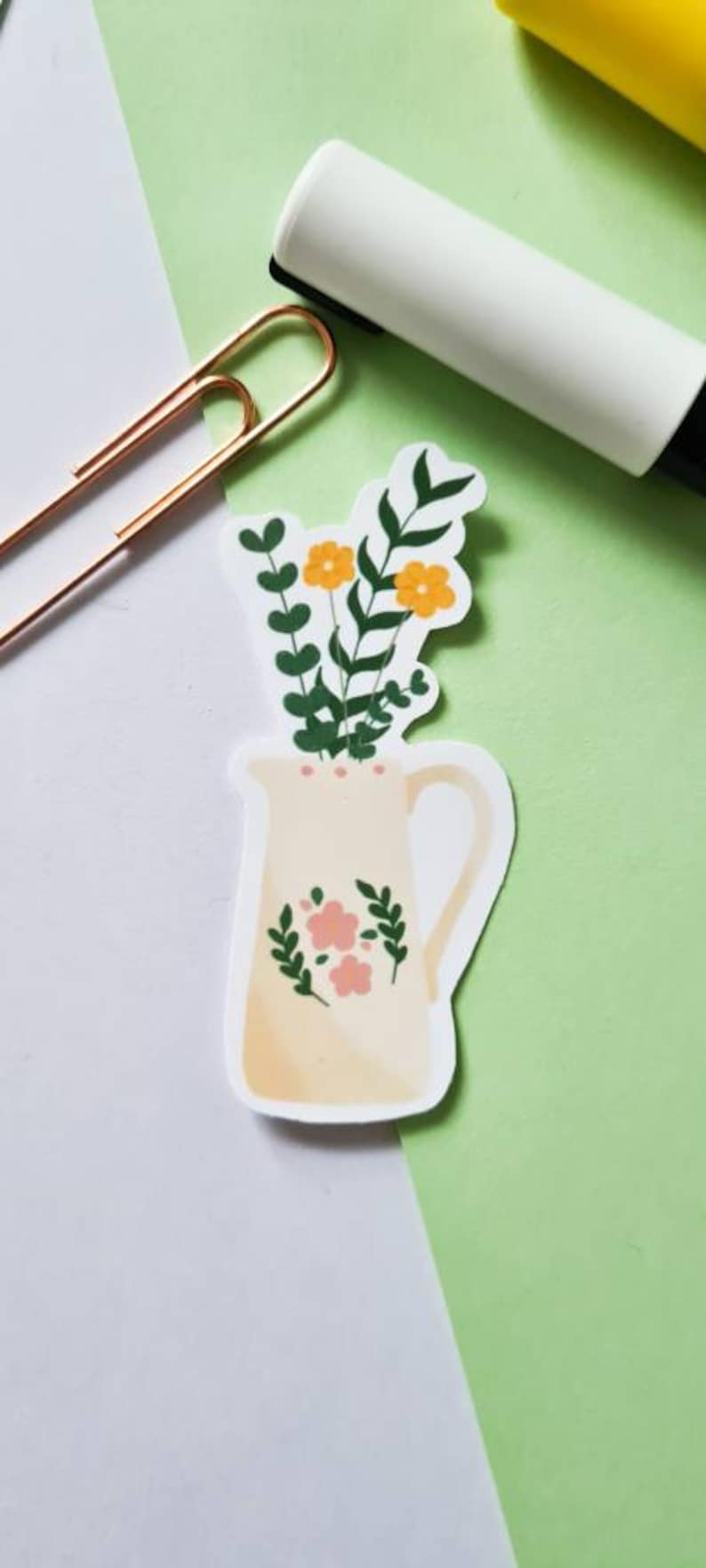 Flowers in a vase vinyl sticker//matte or glossy Digital Etsy