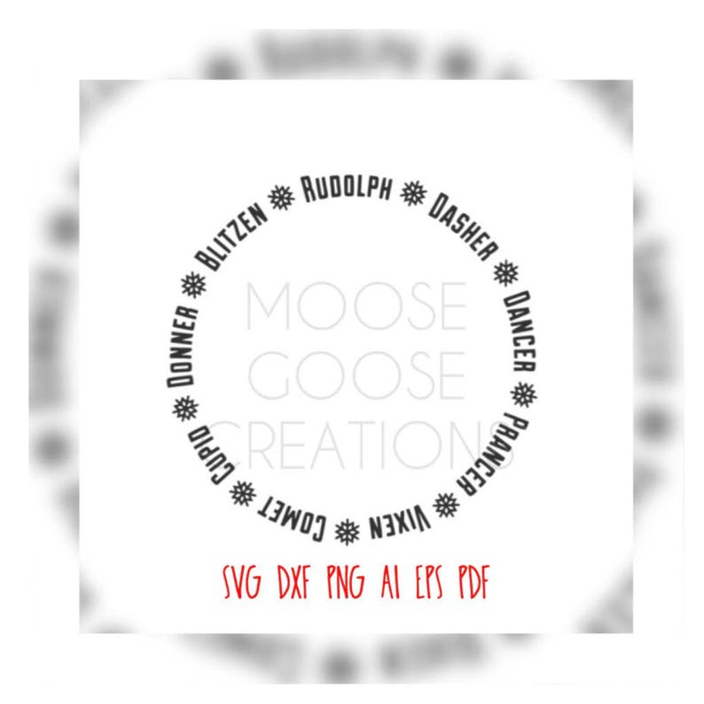 Reindeer Names Circle Cricut Silhouette Brother Cut File / Etsy