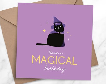 Magical birthday card - Cat birthday card - Crazy cat lady - Friend Birthday Card - Card for her