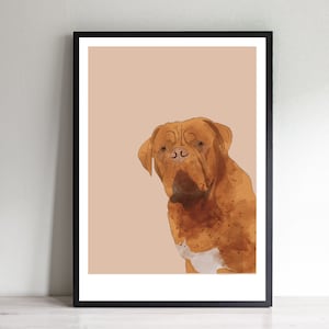 Dogue de Bordeaux Print -  Dogue de Bordeaux Wall Art - Dogue de Bordeaux Art - Dogue de Bordeaux Gift - Dog Portrait