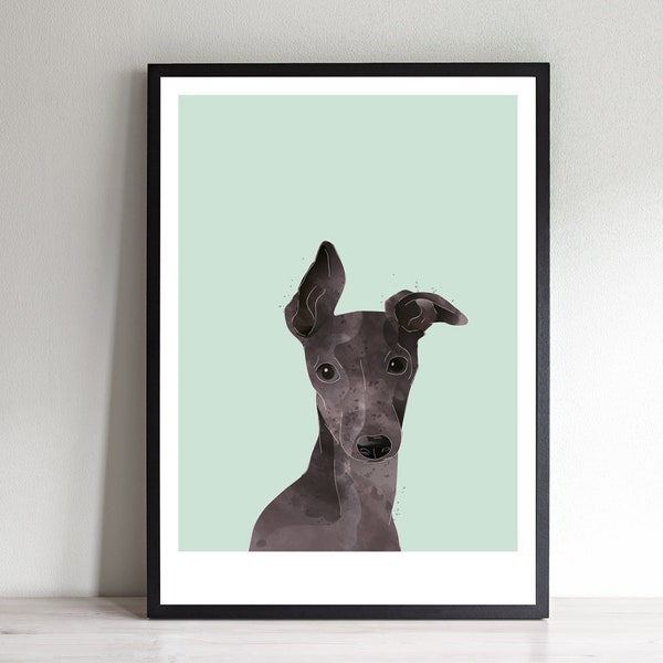 Italian Greyhound Print -  Italian Greyhound Wall Art - Greyhound Art - Greyhound Gift - Dog Portrait