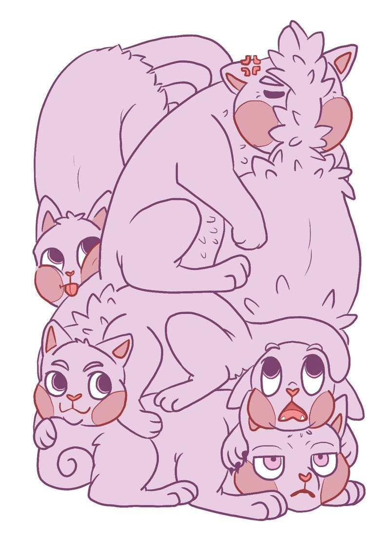 Cats illustrated A6 postcard