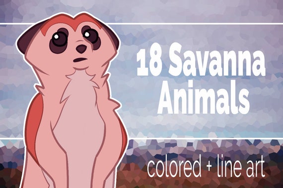 18 Animaux Savane Clip Art Ensemble