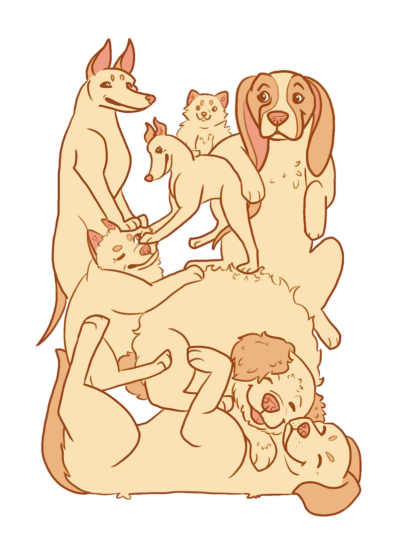 Dogs illustrated A6 postcard