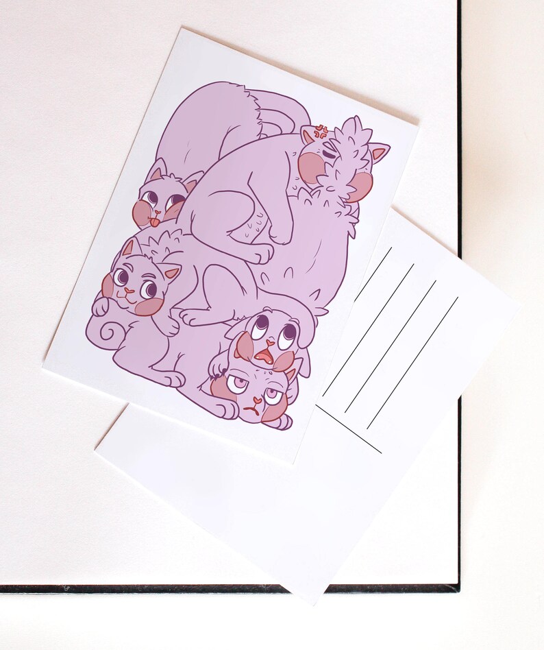 Cats illustrated A6 postcard