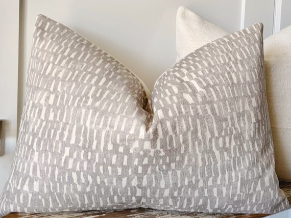 Silvery Grey Sandy Beige Pillow Boho Modern Pillow Mudcloth Look