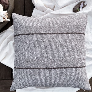 Outdoor Pillow Double Sided Heathered Gray Black Pinstripe Pillow Cover | Neutral Decor High Performance pillows Rustic